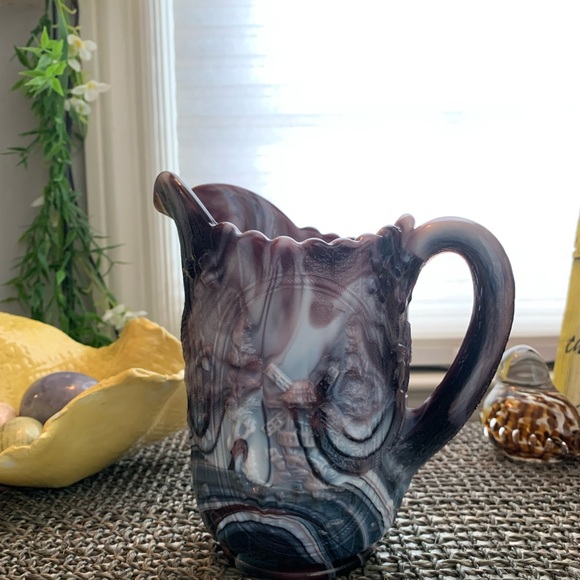 Vintage Imperial Purple Windmill Slag Glass Pitcher